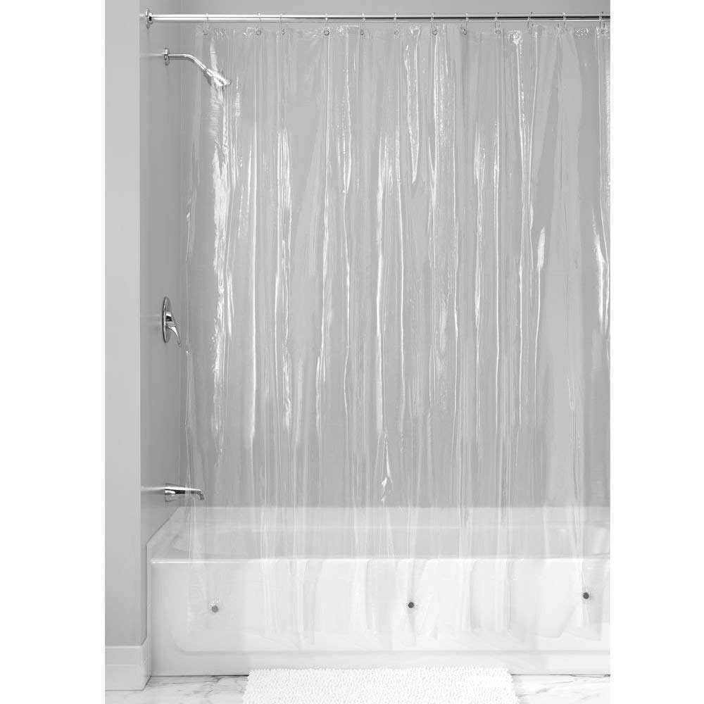 Fabfurn™ Set of 2 Transparent PVC Shower Curtains (0.15 mm) , AC Curtain with Hooks - 9 Feet 5