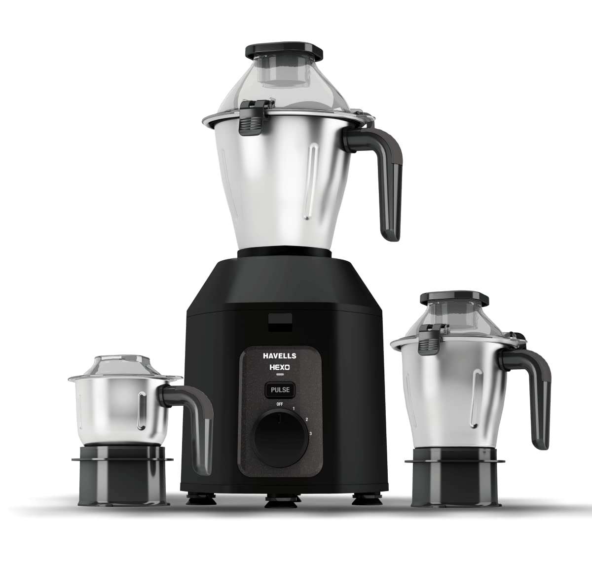 Havells Hexo 3 Jar Mixer Grinder 1000 W Powerful Motor for Better Performance 100 Minutes Run time (Black) 1