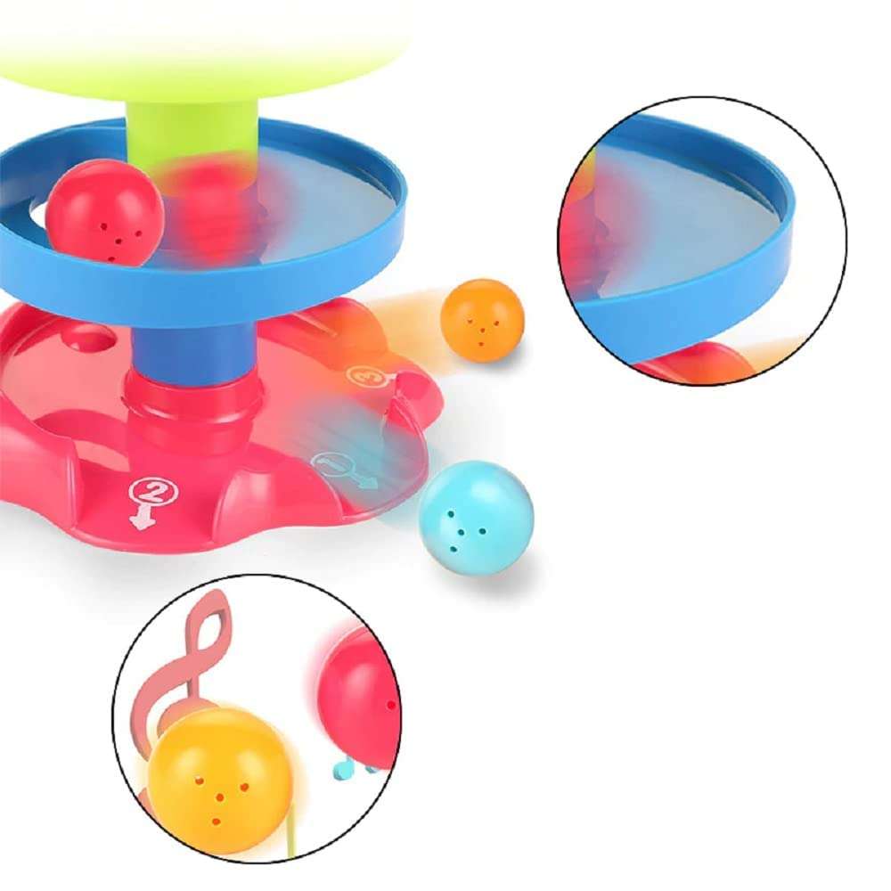 BLISSBORN Monkey Ball Drop Toy for Babies and Toddlers | New 5 Layer Tower Run with Swirling Ramps and 3 Puzzle Rattle Balls | Best Educational Development Toy Set for Kids 4
