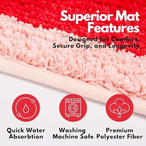 Extra Large Bath Bites Strawberry Bath Mat 35"x41" - You're Berry Cute, Fun Bath Mat, Large Area Rug, Aesthetic Bathroom Rugs for bathroom decor or home decor, cute bathroom mat non slip washable rug 4