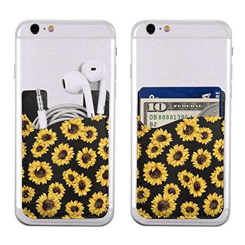 BCCYZ Sunflower Phone Card Holder, Stick On ID Credit Card Wallet Phone Case Pouch Sleeve Pocket for iPhone, Android and All Smartphones 5