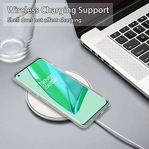 Lamcase Compatible with Oneplus 9 Pro Case, Crystal Clear Bling Sparkly Glitter Shiny Soft Flexible TPU Slim Fit Drop Protection Rugged Shockproof Cover Case for Oneplus 9 Pro 2021, Clear Glitter 6