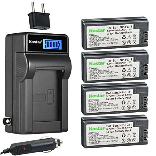 Kastar 4-Pack NP-FC11 Battery and LCD AC Charger Compatible with Sony NP-FC11 NP-FC10 Battery, Sony BC-VC10 Charger, Sony Cyber-shot DSC-P9, Cyber-shot DSC-V1, DSC-F77, DSC-P10, DSC-P12 Digital Camera 1