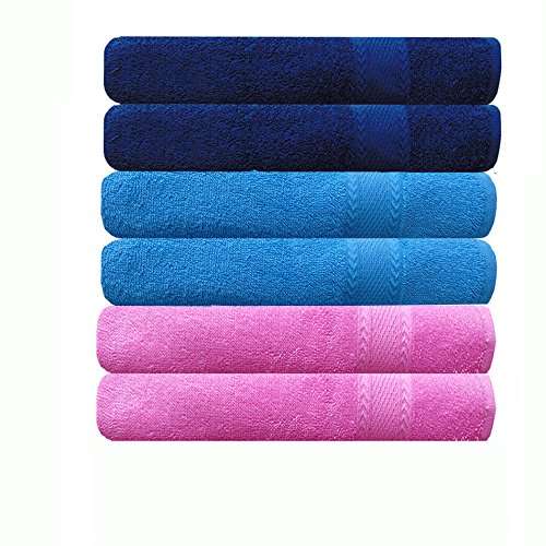 Akin Cotton Sky Blue,Pink, Blue Hand Towel Set | 6 Hand Towels (40 x 60 cm) | Bathroom Towel | Bathroom Napkin | GSM 500 | 3 Different Colors | (Pink, Sky Blue, Blue) 1