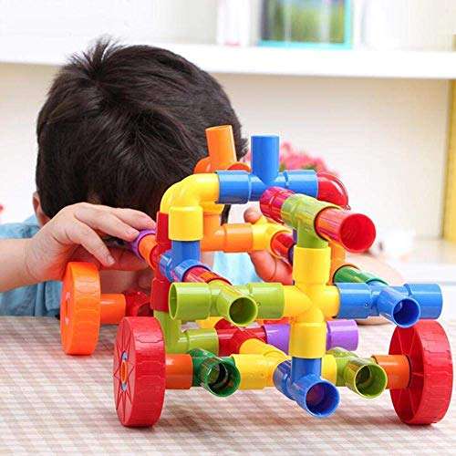 tumtum coloured educational play and learn plastic building block set pipes puzzle set - blocks for kids ( 56 pieces )(jigsaw puzzle)- Multi color 6