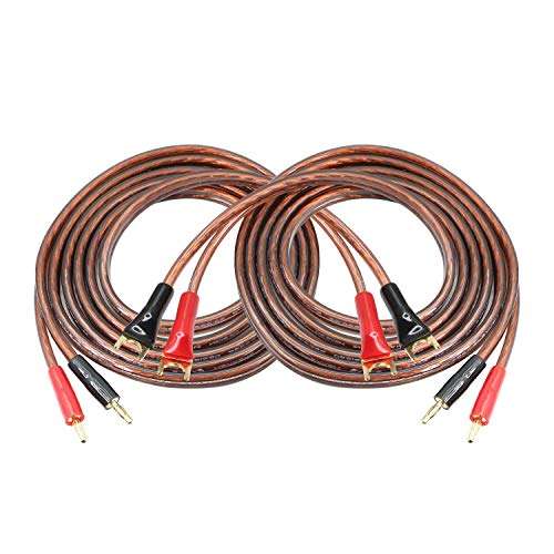 HiFi OFC Speaker Cable with Banana Plug to Y Spade Plug, 4mm Banana Plug to Fork Plug Speaker Wire Cord Jumper Cable for Speaker Amplifier -2PCS (2M) 1