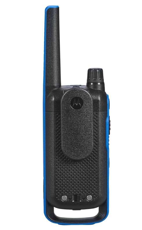 Motorola Solutions, Talkabout T802, Portable FRS Two Way Radio 6 Pack Walkie Talkies Blue/Black 22 Channels 6 PTT Curl Earpieces 3