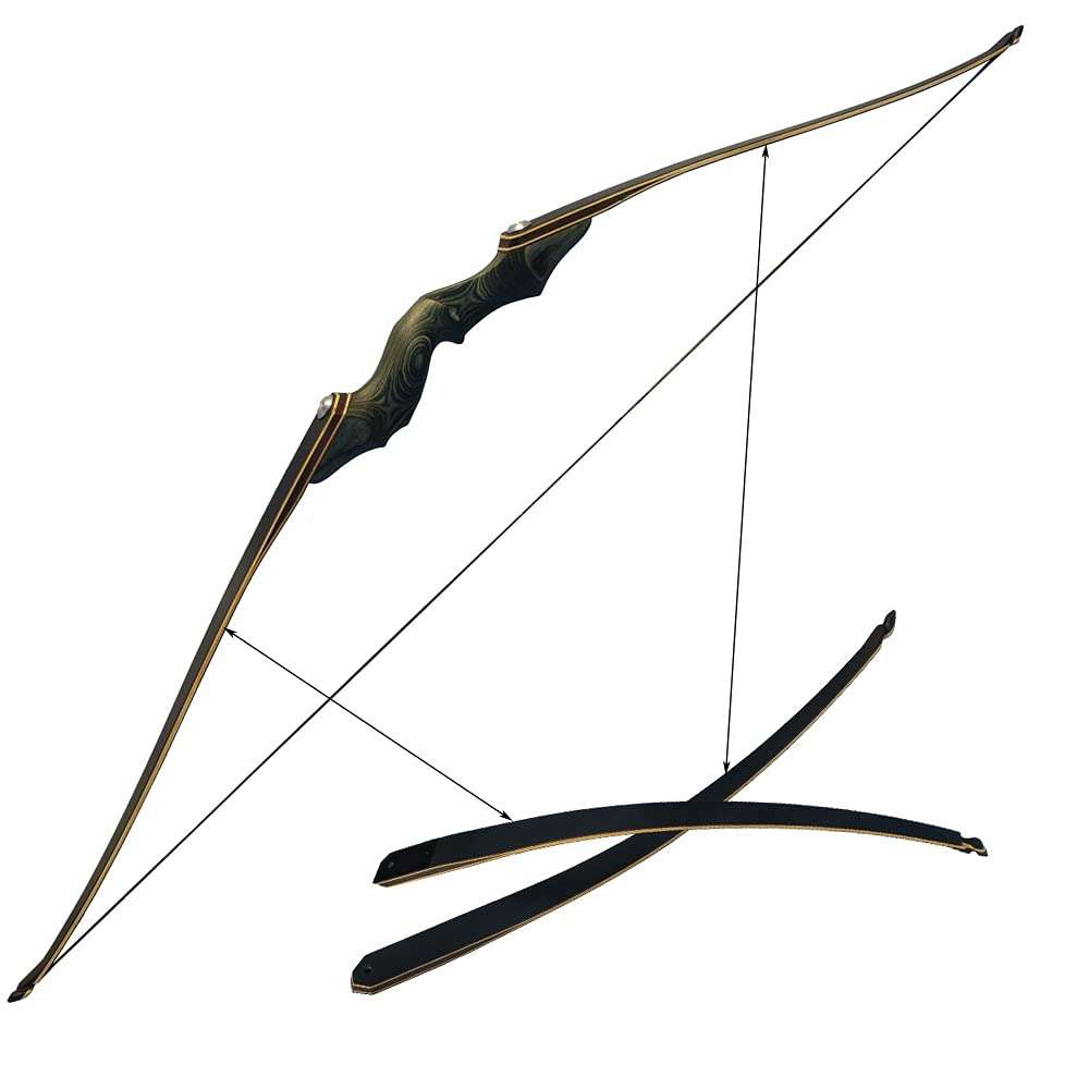 ZSHJGJR 60 Inch Black Hunter Taken Down Longbow Limbs Replacement Bow Limbs Only for Right Handed and Left Handed 30lbs-60lbs (Right Hand, 45lbs) 3