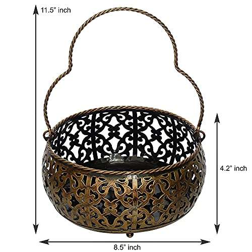 Discount ARA Iron Puja Basket/Flower Basket/Fruit Basket For Home Decor (Medium) (Brown), Pack of1 3