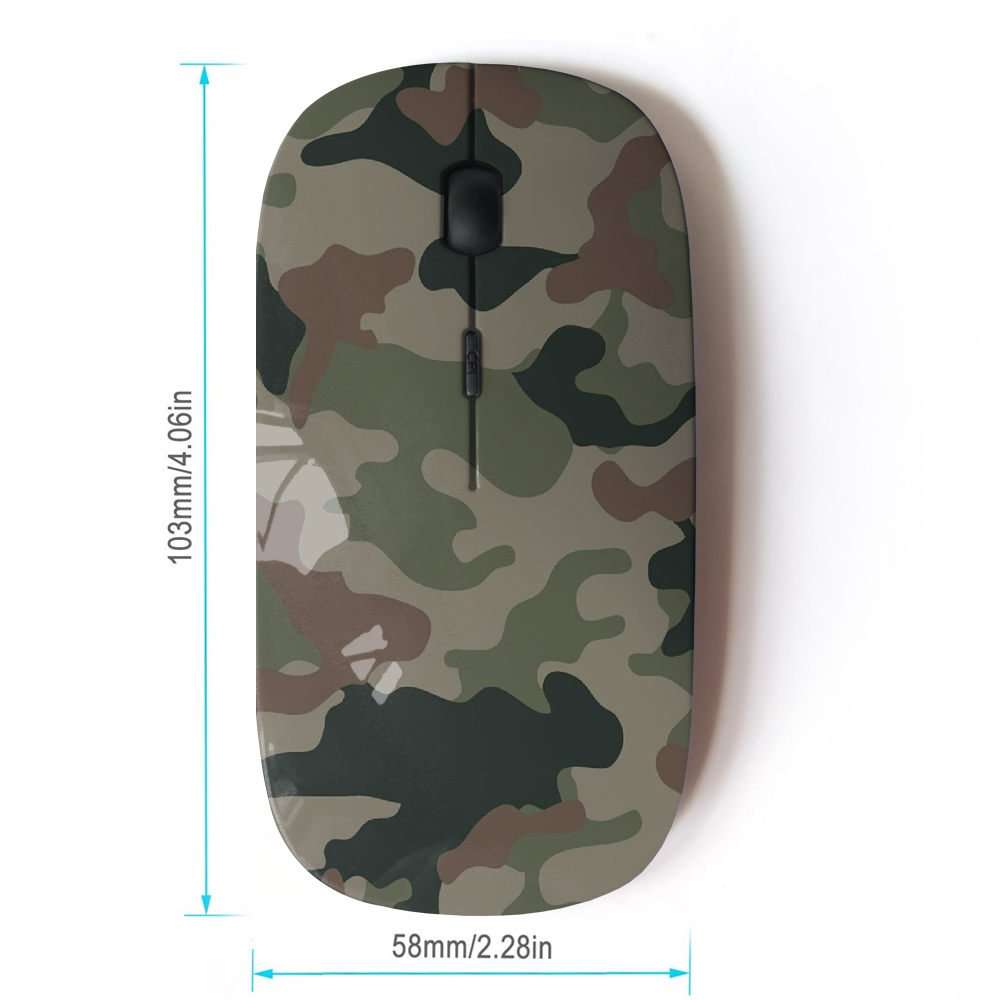 STPlus Army Camo Camouflage Pattern (Jungle Green #5) 2.4 GHz Wireless Mouse with Ergonomic Design and Nano Receiver 2