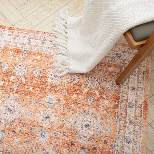 Carvapet Boho Runner Rugs for Hallway - 2x7 Washable Vintage Floral with Rubber Backing Non-Slip, Throw Carpet Runners for Hallways,Bedroom,or Laundry Room(2x7,Grey & Yellow) 2