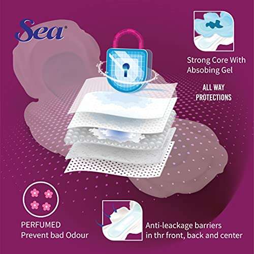 SEA Sanitary Pad For Women | 30 XXL Maxi + 6 XL Maxi Period Combo Pack | Organic Cotton Pad with Leak And Odour Lock Technology 4
