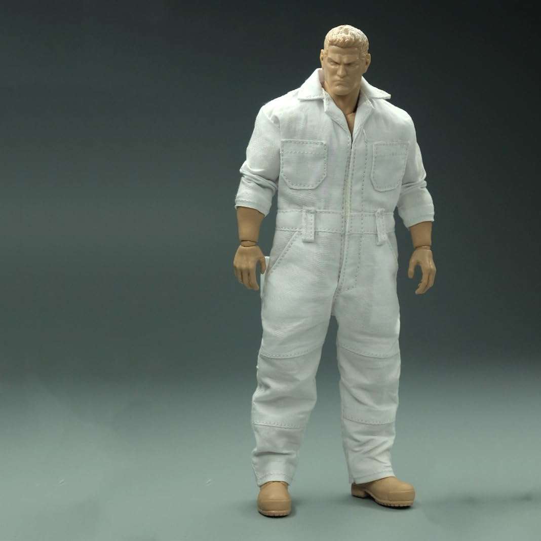 1/12 Scale Male Clothes,Male Jumpsuit Bodysuit Jacket Coat Pants Trousers Outfit Clothing for 6inch Muscular VTOYS GWToys Action Figure Body (White Bodysuit) 1