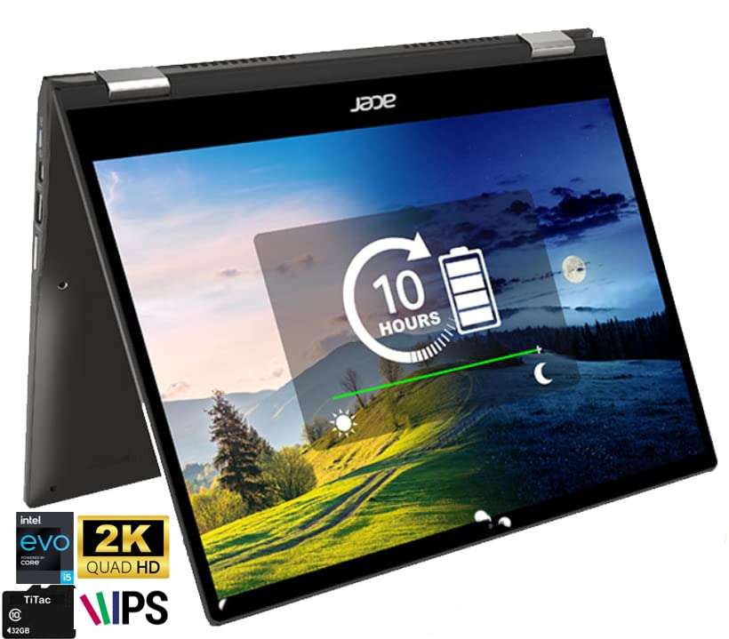 Acer Chromebook Spin 713 2-in-1 Convertible Laptop, 13.5" 3:2 2K VertiView Touchscreen Display, Intel Evo Core i5-1135G7, 8GB DDR4, 256GB SSD, Thunderbolt 4, Backlit KB, Chrome OS, TiTac Card (64GB) 1