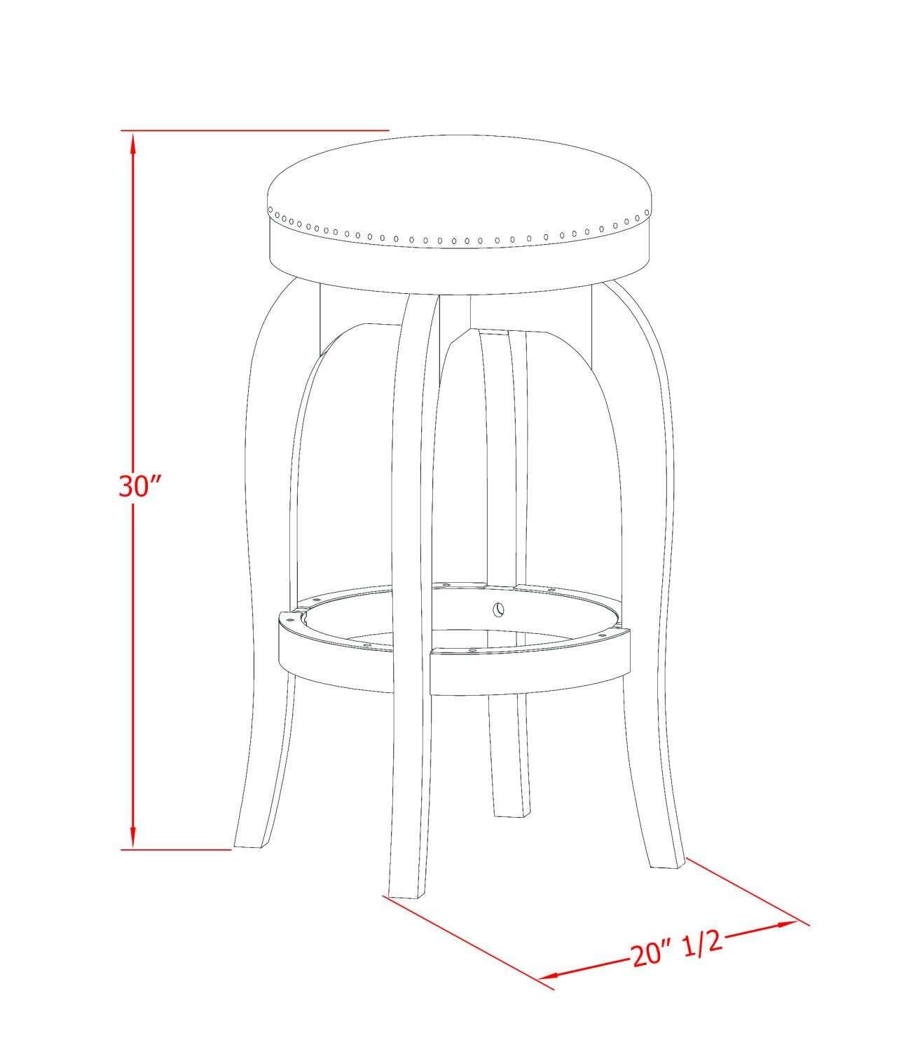 East West Furniture BFS030-416 Bedford Counter Height Barstool - Round Shape Vegas Gold PU Leather Upholstered Backless Chairs, 30 Inch Height, Oak 4