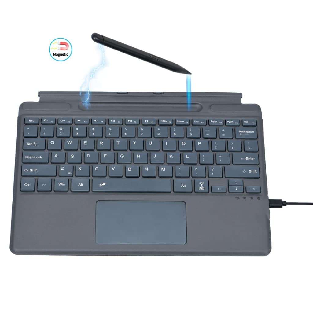 Concept Kart Wireless Bluetooth Magnetic Keyboard Compatible with Microsoft Surface Pro 9/8/X (2019-2022) with Smart Touchpad, 7 Color Backlit, Ultra Slim, Rechargeable 4