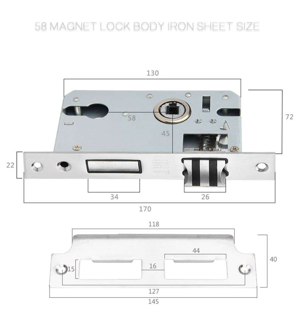 SBCDY Passage Door Levers Interior Door Handle Zinc Alloy Europe Style Entry Door Lever Combo Pack, Indoor Lock Set for Bedroom,Office (Color : B) 6