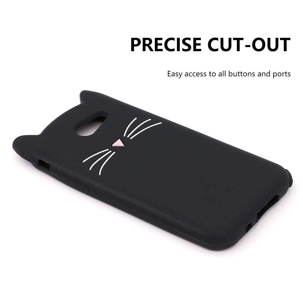 Cute Galaxy J3 Emerge Case, Funny 3D Cartoon Kavaii Black Whisker Cat Ears Kitty Soft Silicone Shockproof Slim Fit Case Cover for Samsung Galaxy J3 2017 / J3 Prime/Amp Prime 2 / Express Prime 2 4