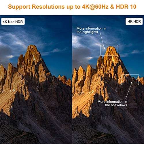 TESmart HDMI Splitter 1x4, 1 in 4 Out UHD 4K@60Hz 4:4:4 Supports HDCP, 18 Gbps, HDR, Dolby Vision, with Smart EDID Managerment for Different Resolution Monitors 6