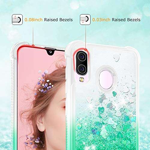 Dzxouui for Galaxy A20 Case,Samsung A30 Case,TPU Protective Cover for Girls and Women Flow Glitter Bling Sparkle Cute Phone Case for Samsung Galaxy A30/A20(Gradient Green) 5