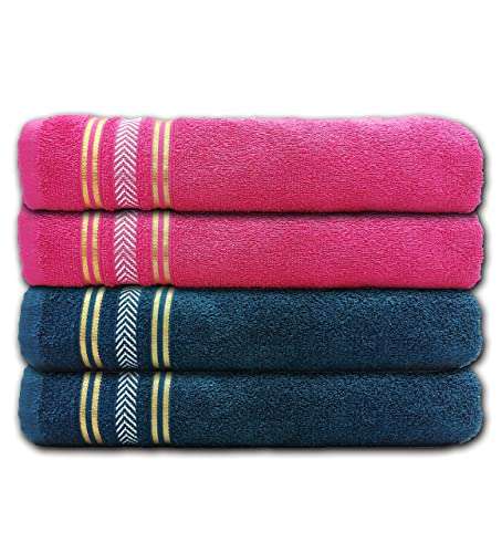 lch FASHION 100% Cotton 4 Piece Hand Towel Set, Gym Towel Set, Face Towel, Kiitchen Towel, Multipurpose Cleaning Cloth, Kitchen Napkin, Microfiber Cleaning Cloth Set of 4 (Pink & Sea Green) (4) 3