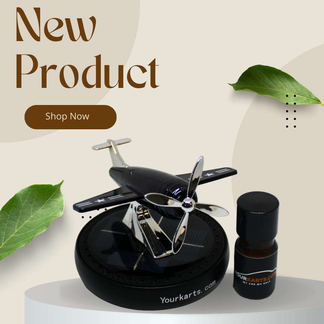 YOURKARTS.COM ™ New Glider 2024 Solar car Dashboard Perfume 360 Degree Rotation With plant based perfume (BLACK) 2