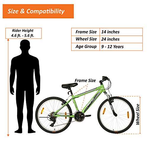 Firefox Bikes Cyclone 24T -21 Speed MTB Mountain Cycle (Green/Black) I V Brake I Ideal For : 9-12 Years I Frame size: 14 inchI Rider height : 4.6 feet to 5.6 feet, Unisex-Adult 6