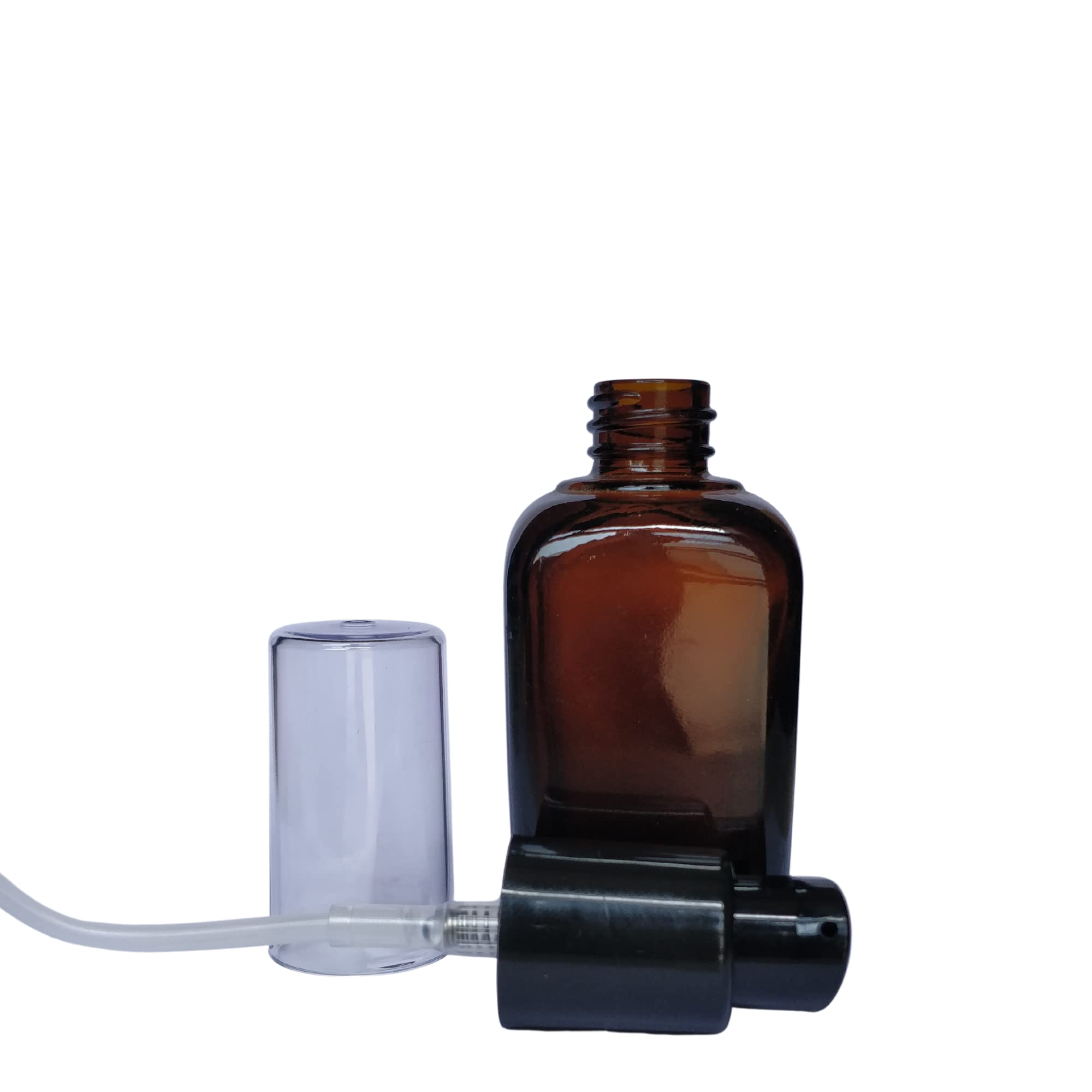 Devinez Amber Square Shape Glass Bottle, 30 ml with Black Lotion Pump & Cap (Pack of 2), for Essential Oils, Beauty, Blends, Skin Care, Travel, Toners, Cosmetic & DIY 6