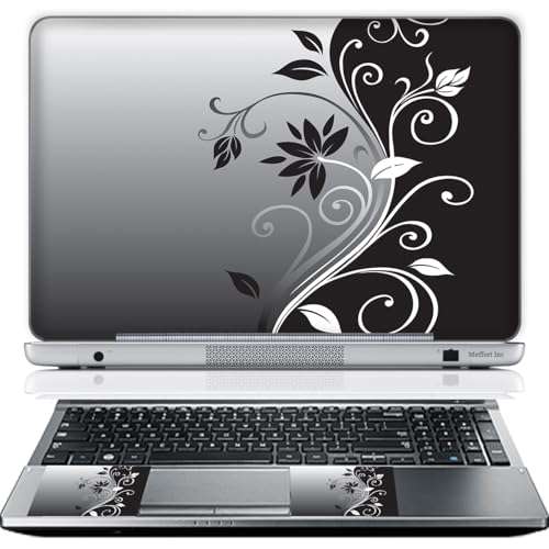 15 15.6 Inch Laptop Skin Sticker Cover Premium Sticker Cover Art Decal Decorative (Included 2 Wrist Pad Skins) - Gray Black Swirls 1