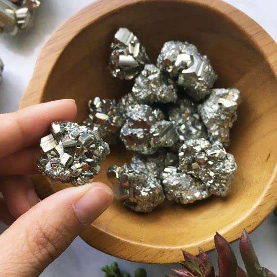 Divinity Crystals Peruvian Pyrite Stone Original Cluster-High Energy Natural Iron Pyrite Rock Geode For Increased Willpower&Manifestation Stone For Attracting Wealth&Abundance(115 G Approx) 5