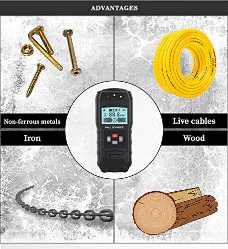 GMKD Stud Finder, 3-in-1 Digital Wall Scanner with LCD Display, Multifunctional Electric AC Wire Metal Wood Detector - for Wood Metal & Live Cables Detection 4