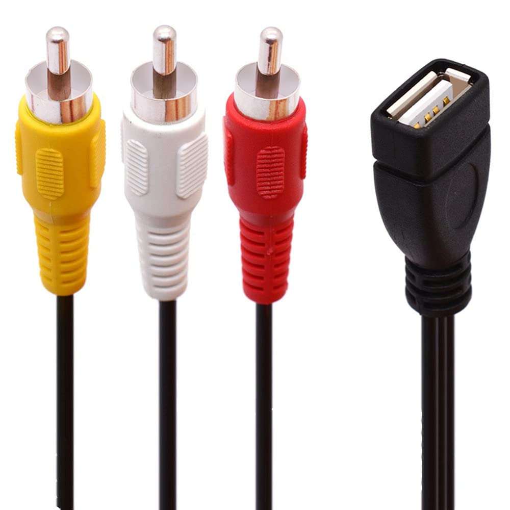 Halokny USB to 3 RCA Cable, 8 inch USB 2.0 A Male to 3RCA Famale Audio Video Capture Card AV Composite Adapter Cable (USB M/3RCA F) 5