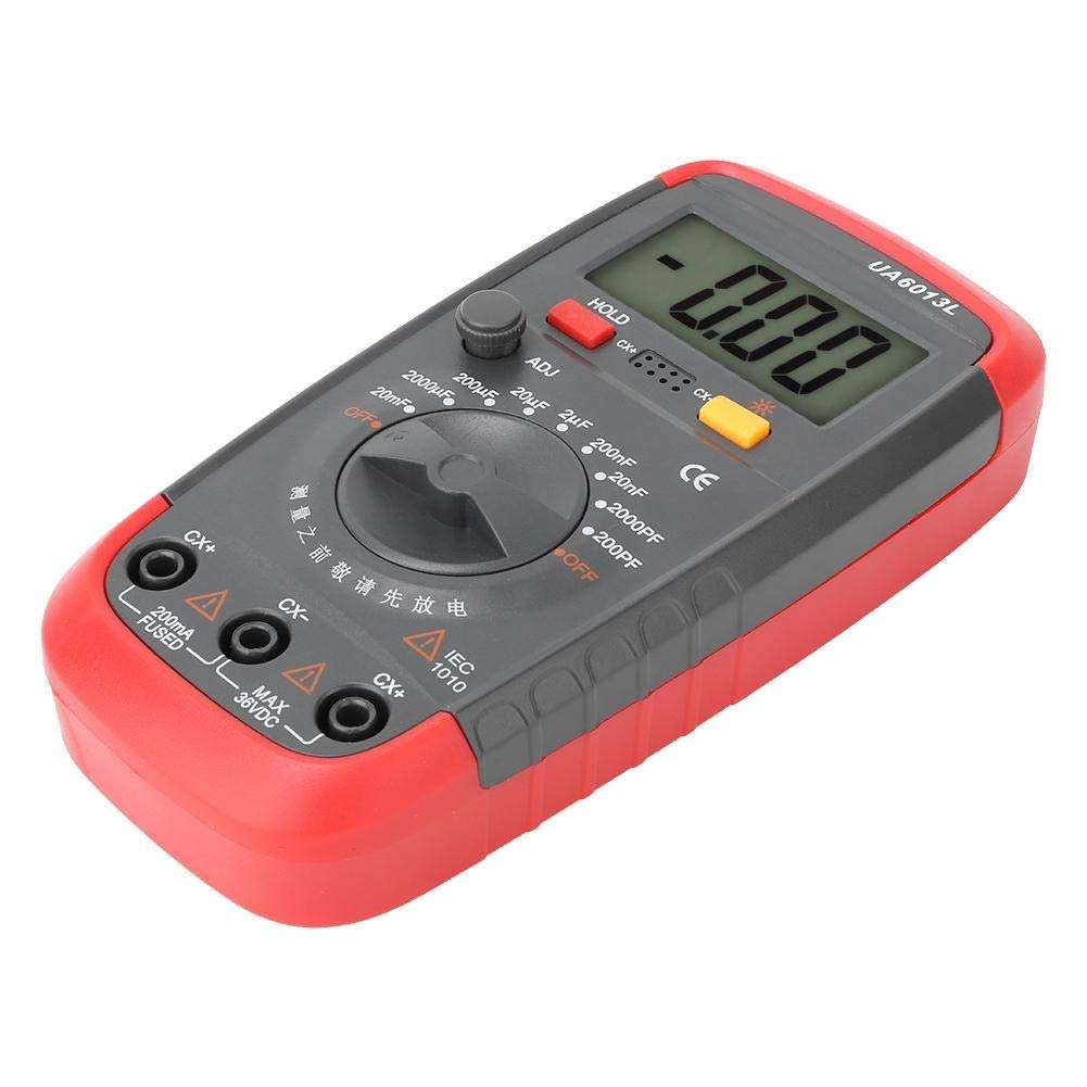 Akozon Multimeter Digital Capacitance Meter Capacitor Tester 0.1pF to 20000uF UA6013L Professional Handheld LCD Digital Capacitance Meter Capacitor Meter Tester 6