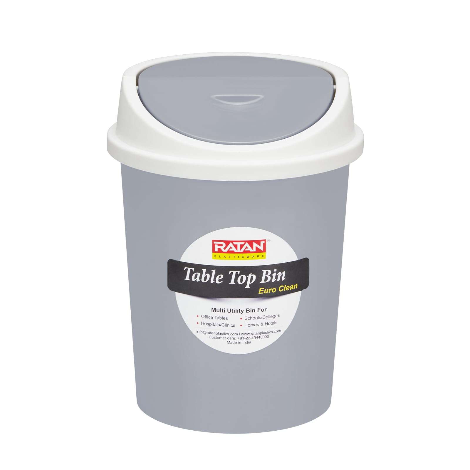 RATAN PLASTICWARE Euro Clean Table Top Small Mini Dustbin with Lid for Study Table, Desk, Kitchen Sink, Car, Kids Room Compact and Stylish Waste Storage Garbage Bin 2 Litre HD Green 1