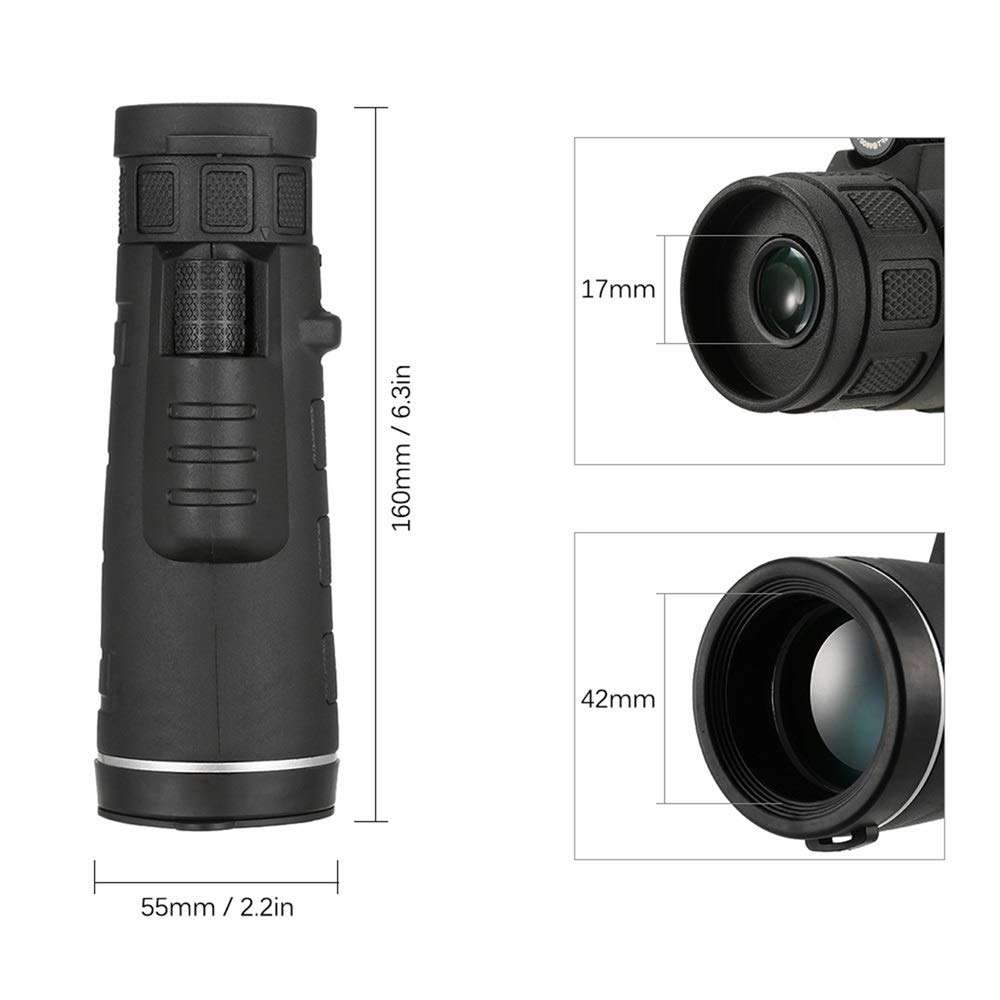 YuxahiugWyj Monoculars, 10x42 Magnification Waterproof High Powered Monocular Single Hand Focus Binoculars Optical Telescope Hunting Spotting Scope 6