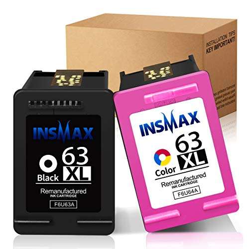 INSMAX Remanufactured 62 Ink Cartridge Combo Pack Replacement for HP 62XL 62 XL for HP Envy 7640 5540 5640 5660 7644 7645 Officejet 5740 8040 200 250 Printer (1Black 1Tri-Color) 1