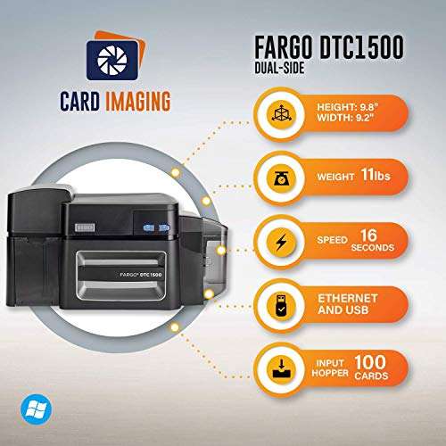 Card Imaging Fargo DTC1500 Dual Side ID Card Printer & Supplies Bundle Software 51405 2