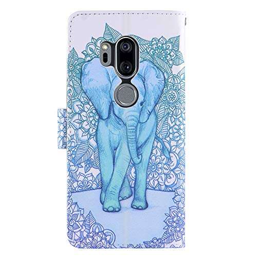 UrSpeedtekLive LG G7 Case, LG G7 ThinQ Case, Premium PU Leather Wristlet Flip Wallet Case Cover with Card Slots & Stand for LG G7/LG G7 ThinQ,Elephant 6