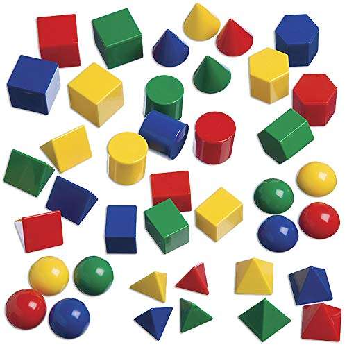edxeducation Mini Geometric Solids | Set of 40 | Multicolored 3D Shapes | Math Manipulative For Kids | Home Learning Toy for Early Math and Geometry 1