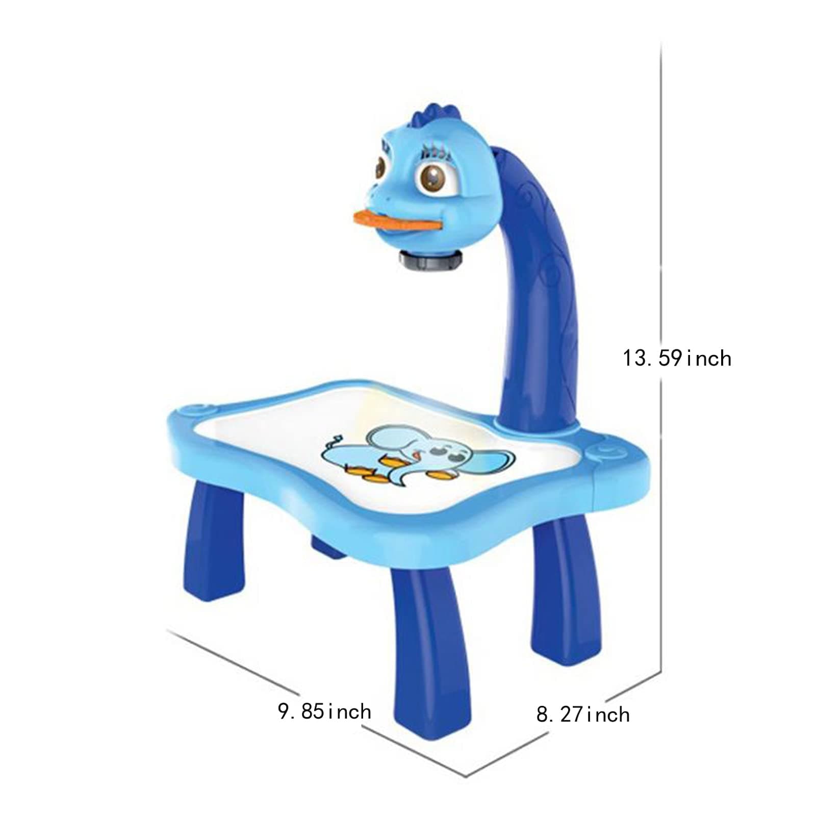 ZICRIC Projector Painting Set for Kids, Educational Early Learning Projection Drawing Table, Trace and Draw Projector Toy with Light & Music, Graffiti Children Projection Drawing Board, Blue 6