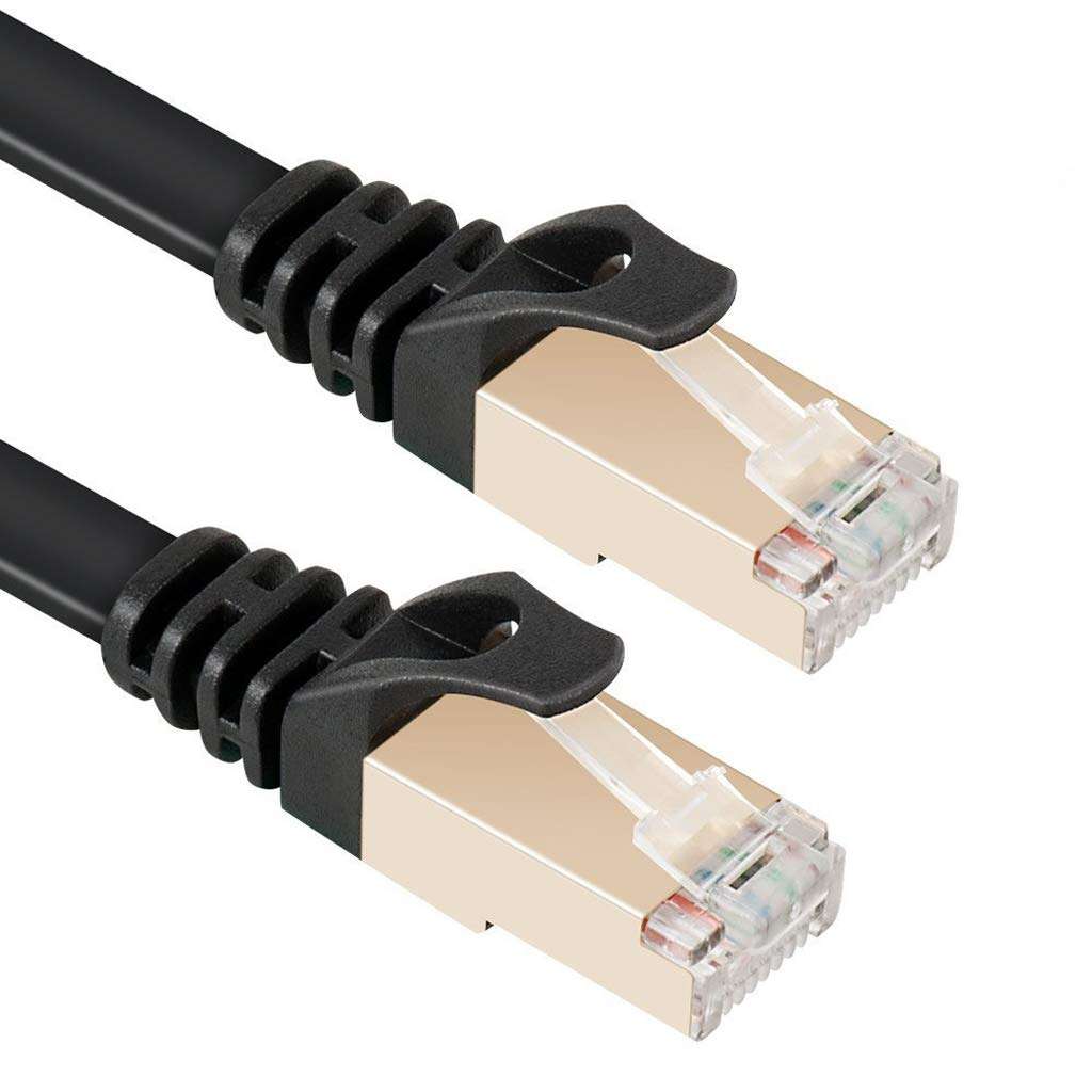 ATAZUA Cat 7 Ethernet Cable 50 ft Black - 10GB Fastest Shielded RJ45 Computer Internet Network Cable - Flat Patch Cable for Modem Router LAN 1