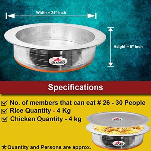 Nutristar Biryani Handi with Lid, Heavy Gauge Cooking Handi for Hyderabadi Dum Biryani, Cookware, Diameter 24 Inches, Height 6 Inches, Colour Silvery White. 4