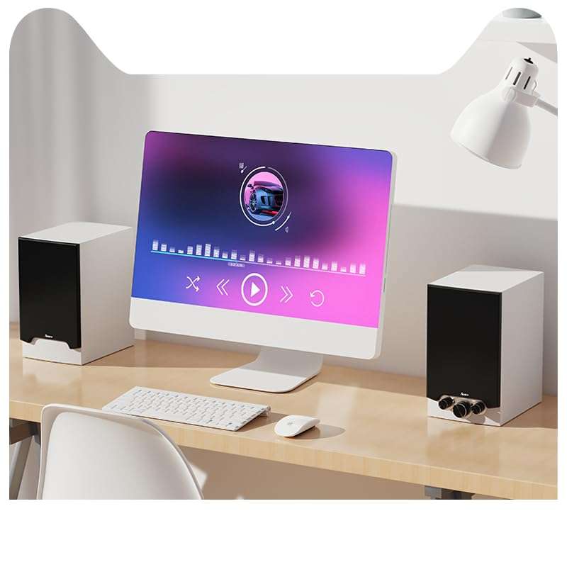 AORS AS-43 Bluetooth Bookshelf Speaker, 50W X 2 Active TV Speaker with 4” Woofer, Turntable Speaker with Optical/RCA/SUB Out Input for PC/TV and Projector (White) 4