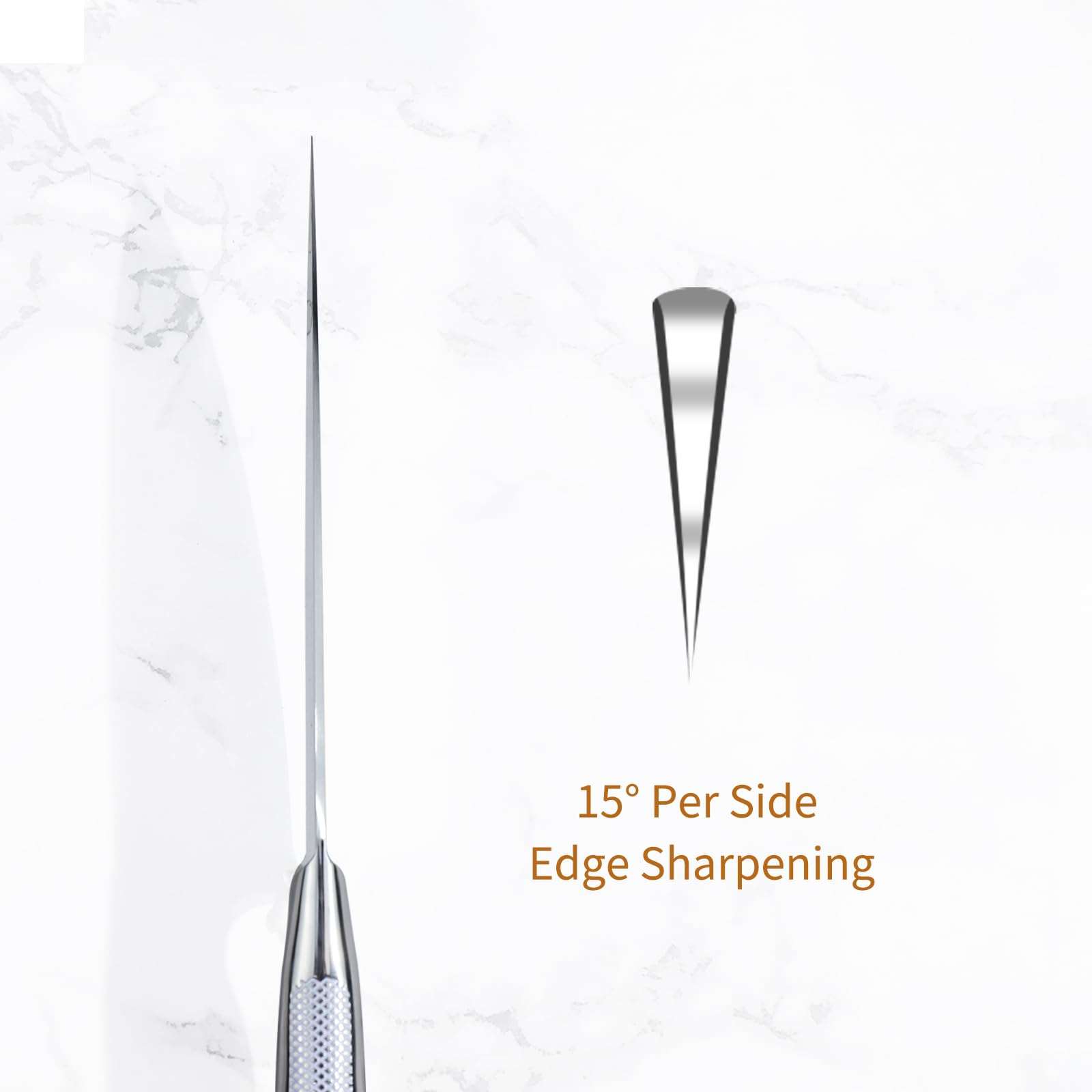 IGNITED CUTLERY 8 inch Mirror Polished Chef Knife, German 1.4116 High Carbon Stainless Steel Chefs Knife with White ABS & Stainless Steel Handle, Razor Sharp Kitchen Knife for Home & Restaurant 6