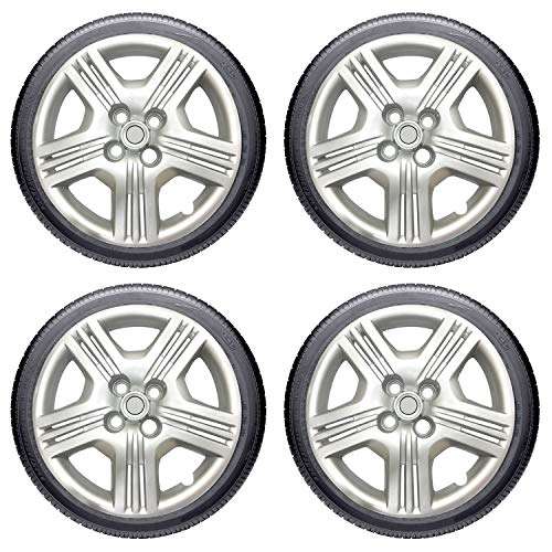 Oshotto Push type 15 inch Silver Wheel Cover Caps Compatible with Honda IV tech City 2010 to 2013 Models (Set of 4) 4