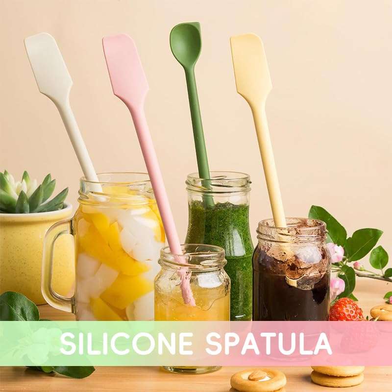 Supvox® Silicone Spatula Set - 4Pcs 10'' Kitchen Mixing Scraper Spatula Set Dual-Head Baking Tools Small Size Spoon Spatulas for Dough, Frosting & Batter, Food, 4 Color Options 6