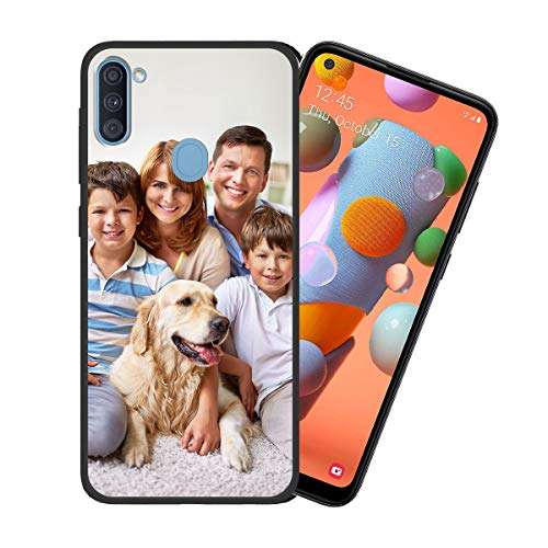 Styletify Custom Phone Case for Galaxy A11, Personalized Photo Case Picture Customized Drop Proof Silicone Case Soft Candy Cases Protective Phone Cover Birthday Black 1