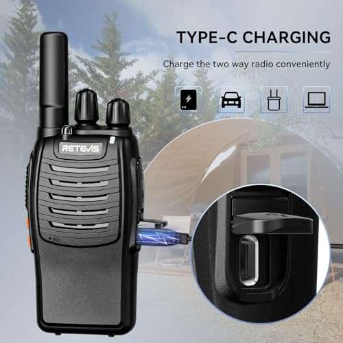 Retevis H-777 Walkie Talkies with Shoulder Mic,2 Way Radios Long Range,License-Free,LED Flashlight,Portable,Shock Resistant,for Family Outdoor Small Commercial (4 Pack) 2