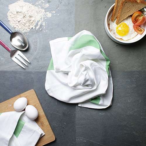Amazon brand - Umi Herringbone Kitchen Dish Towels(16"x26",4-Pack, Green) 2
