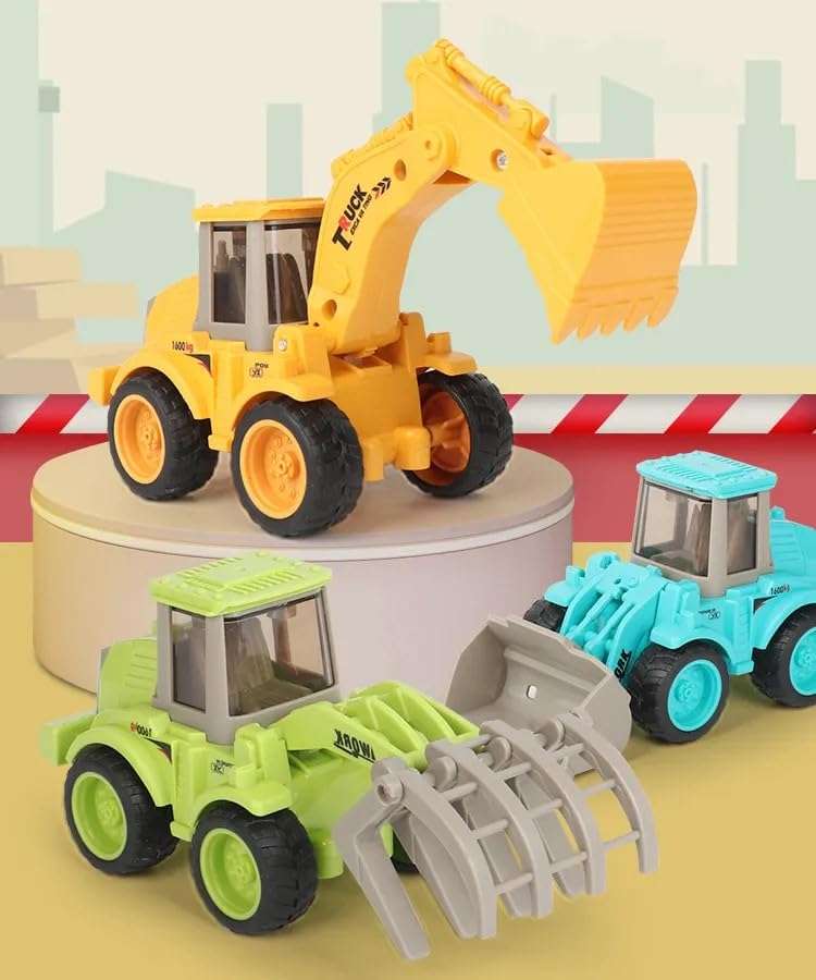 PLUSPOINT 5Pc Construction Vehicles Excavator Digger Toy Farm Tractor For Kids Pretend Play Toy Trucks Play Set Building Vehicles Set For Kids 3-14 Years. (5Pc Truck),Multicolor 4